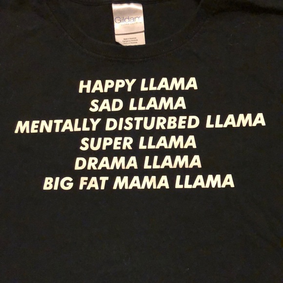 Gildan Tops - Happy Llama Graphic Black Tee size Large
